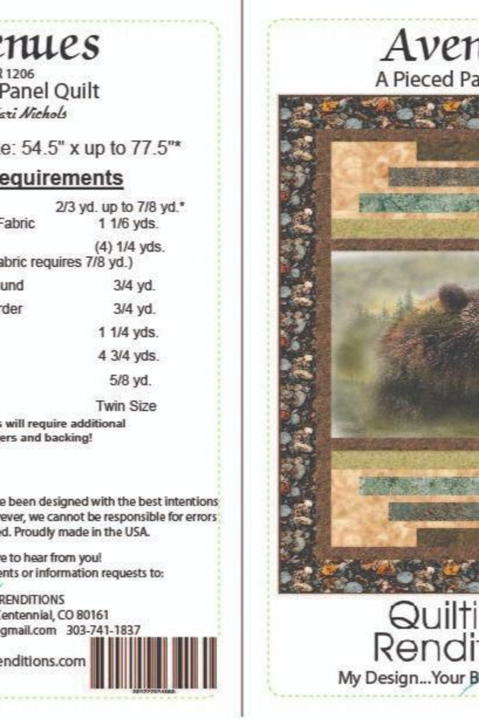 PDF Quilt Pattern-avenues Panel Quilt Pattern-quilting Renditions ...