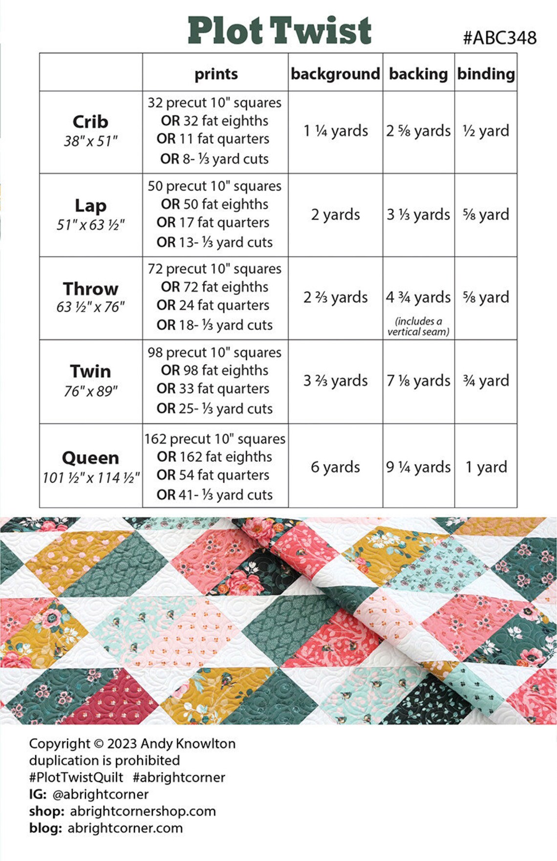Plot Twist Quilt Pattern-a Bright Corner Quilt Pattern-andy Knowlton ...