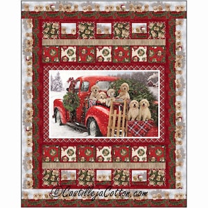 Santa&#39;s Puppies Panel Quilt Pattern PDF Quilt Pattern-Diane McGregor-Castilleja Cotton