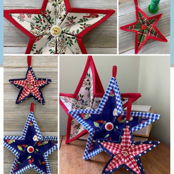 Americana Stars Christmas Ornament Pattern-Poorhouse Quilt Designs