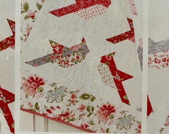 Cardinals Quilt Pattern-Bird Quilt-Pattern Basket-Margot Languedoc