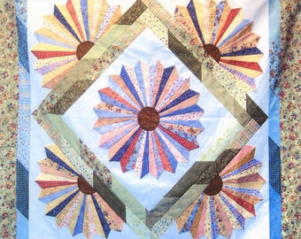 DRESDEN BLOOM Quilt Pattern- Cozy Strip Club Quilt Pattern-Jelly Roll Quilt Pattern