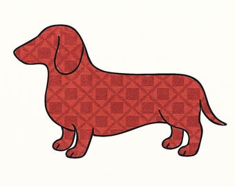 Chubby Dachshund Applique PDF Pattern: Printable Quilt Template (7x4 3/8")