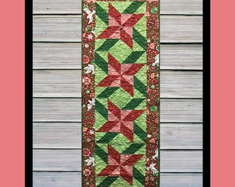 Poinsettia Quilt Pattern: Villa Rosa Table Runner (PDF Pattern)