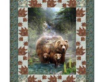 Grizzly Bear & Paws Quilt Pattern: Hoffman Call of the Wild (PDF Pattern)