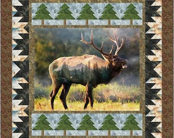 Elk In The Meadow Panel Quilt Pattern PDF Quilt Pattern-Diane McGregor-Castilleja Cotton