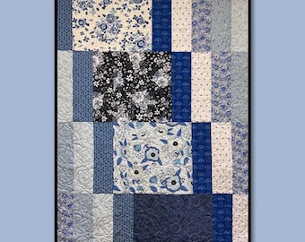 Pascali Quilt Pattern: Villa Rosa Blue Floral Design (PDF Pattern)