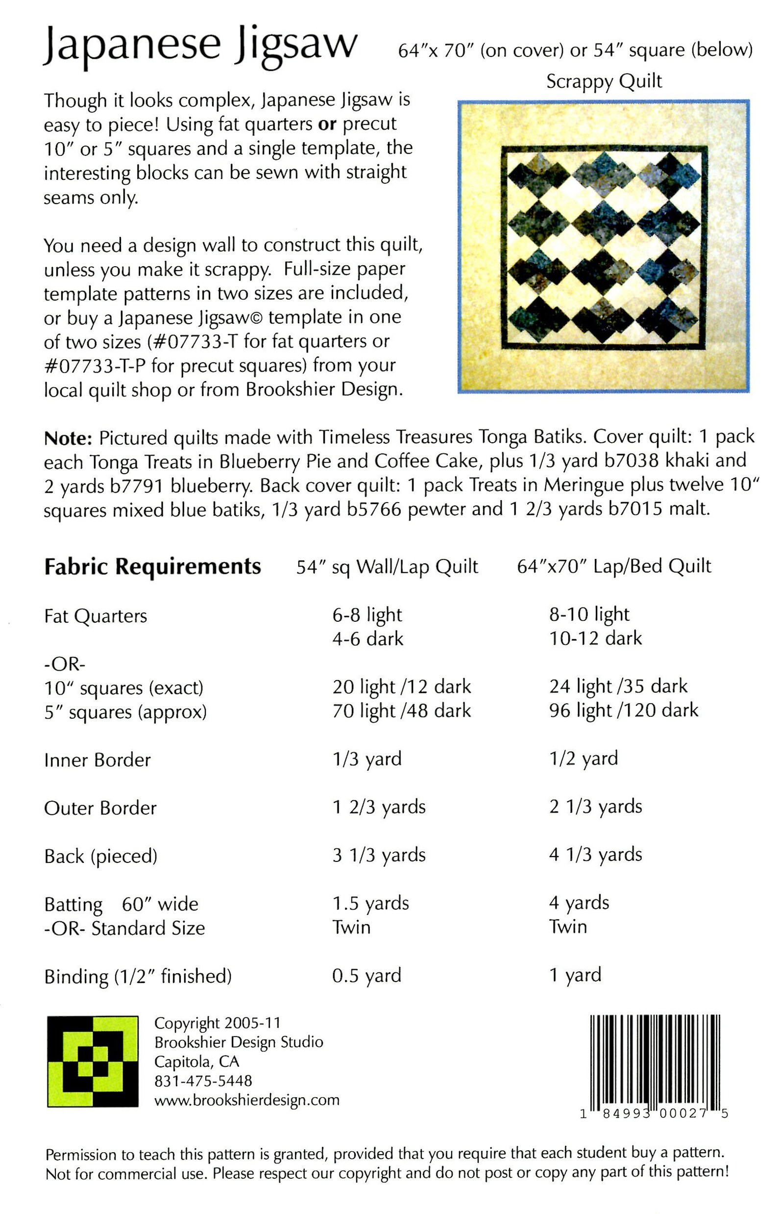 JAPANESE Jigsawquilt Patternbrookshier Design Studio Etsy