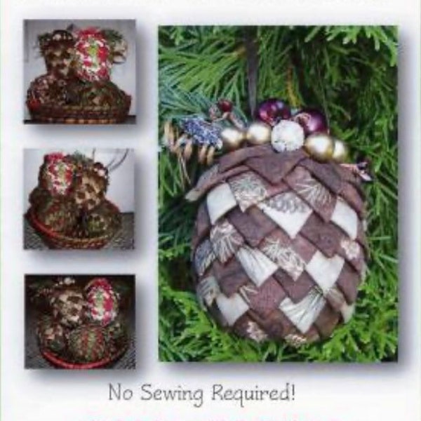 Folded Fabric Pinecone Ornament Pattern-No Sew Ornaments Pattern-Sew Many Creations