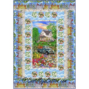 Summer Flowers Quilt Pattern (PDF Download) -Timeless Treasures Fabrics Sweet Summer Panel Quilt - Advanced Beginner
