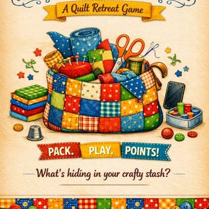 Quilt Retreat Game Printable • What’s In Your Bag PDF • One Page Quilting Activity for Retreats, Guilds & Sewing Groups