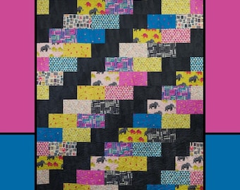 Fat Quarter Quilt Pattern: Bold Modern Design (54” x 72”) (PDF Pattern