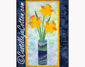 Narzissen-Blumen Quilt Anleitung: Frühlings-Wandbehang (PDF-Muster)
