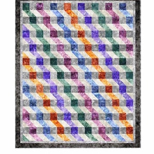 May include: Ombre Ripple quilt pattern featuring a geometric design with alternating rows of colorful squares. The pattern is set against a white background with a gray border. The text "Ombre Ripple" is at the top of the image and "Pine Tree Country Quilts" is at the bottom.