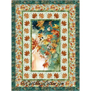 Autumn Chickadees Panel Quilt Pattern PDF Quilt Pattern-Diane McGregor-Castilleja Cotton