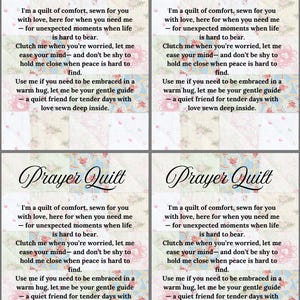Prayer Quilt Tag – Instant PDF Download, Printable Comfort Card for Handmade Quilts