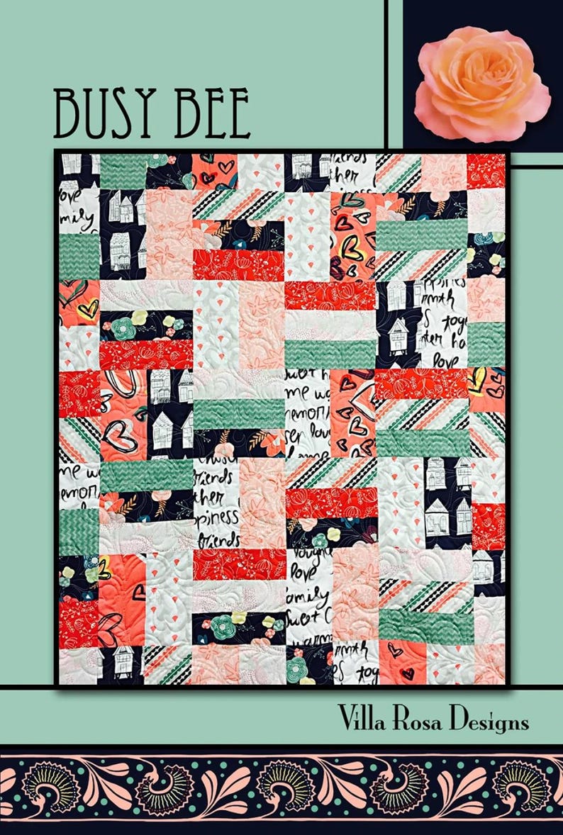 Busy Bee Quilt Pattern: Floral & Script Design (PDF Pattern) - Etsy