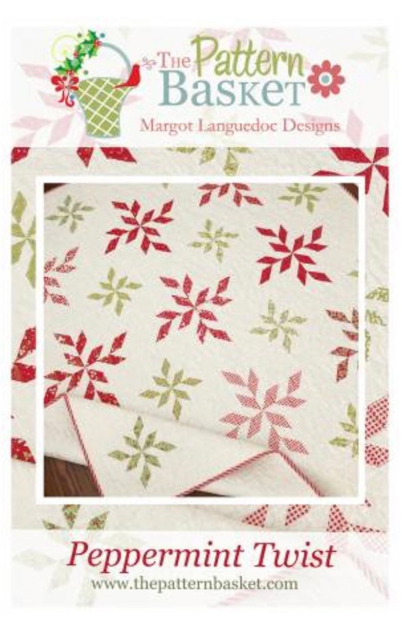 Peppermint Twist-Christmas Quilt Pattern-Fat Eighths Quilt Pattern-The Pattern Basket-Margot Languedoc image 1