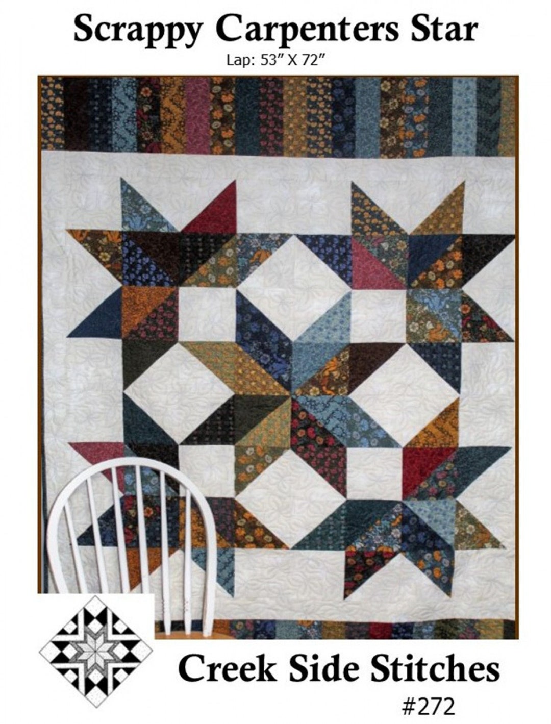 Scrappy carpenters star quilt pattern pieced quilt pattern creek side