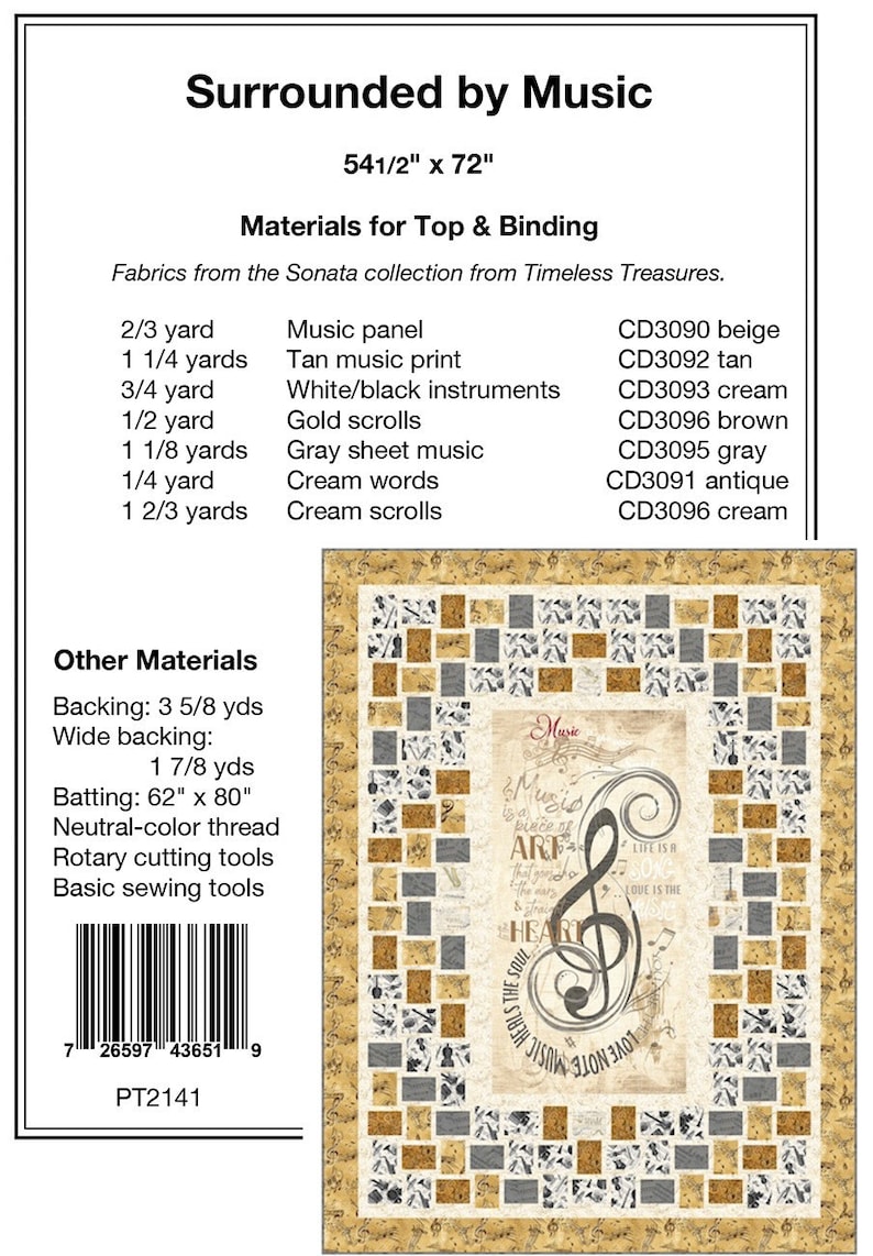 Surrounded by Music Quilt Pattern - Pine Tree Country Quilts - Etsy