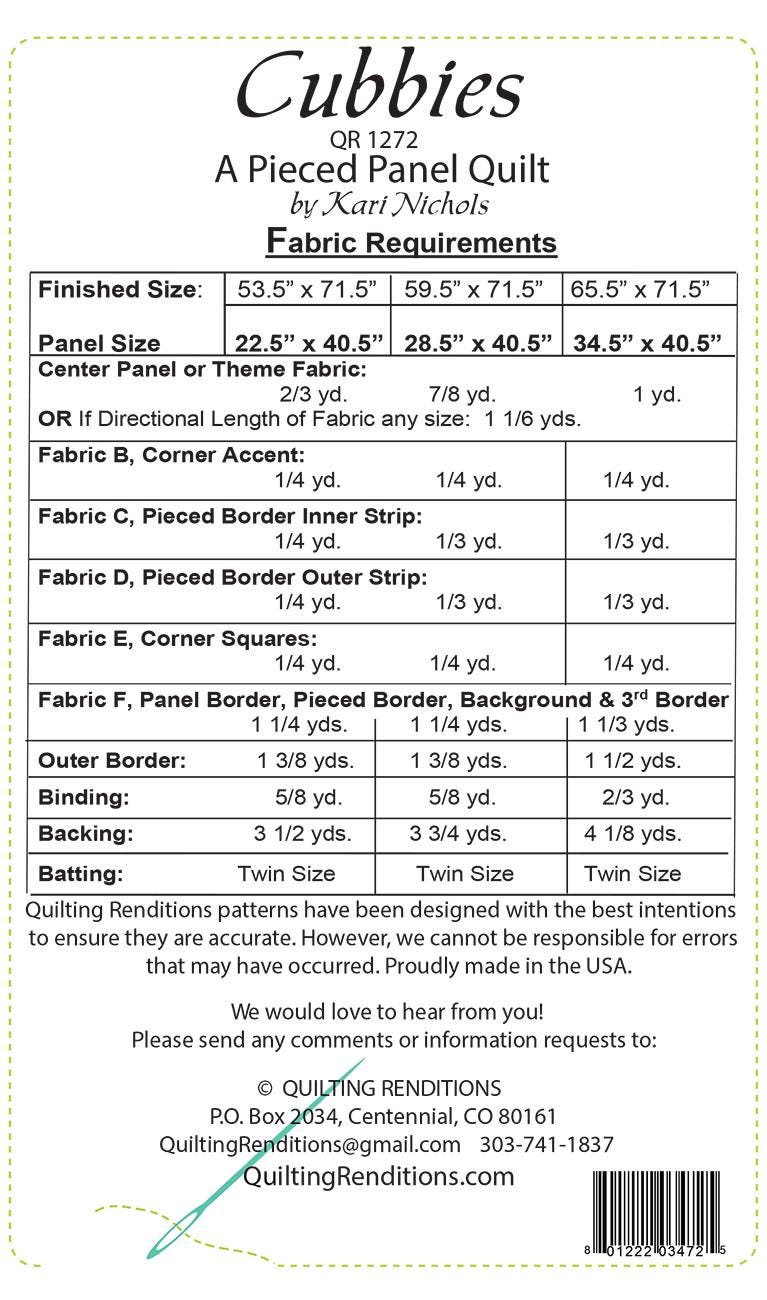 Cubbies Quilt Pattern-raven Panel Quilt Pattern: Cubbies Design (PDF ...