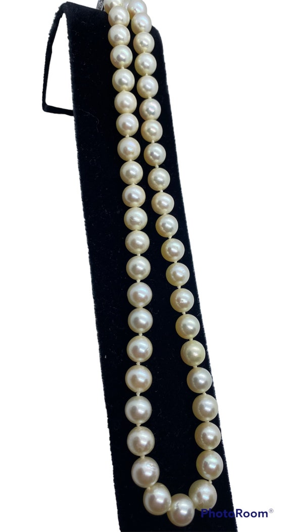 Vintage genuine pearl choker with 14K white gold … - image 4