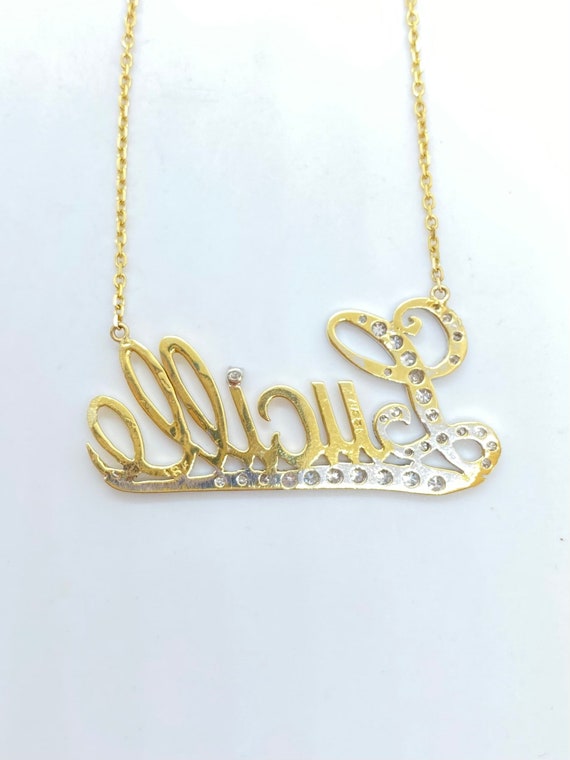 18k Diamond “Lucille” name plate necklace - image 6