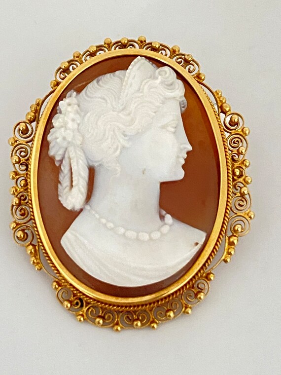 18K Antique Art Deco Cameo from Italy - image 4