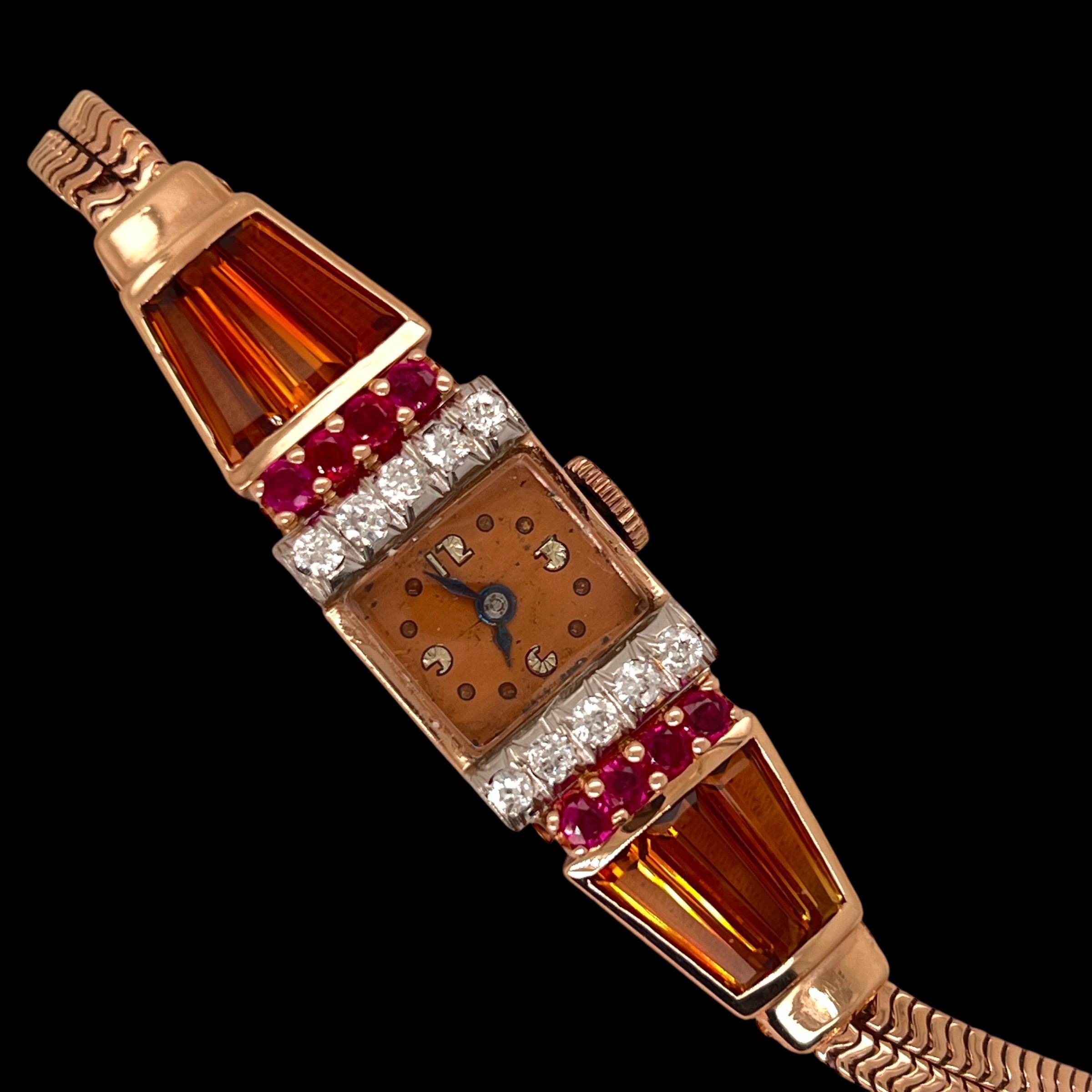 Diamond Ruby Rose Gold Ladies Watch - Etsy