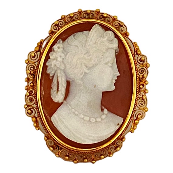 18K Antique Art Deco Cameo from Italy - image 3