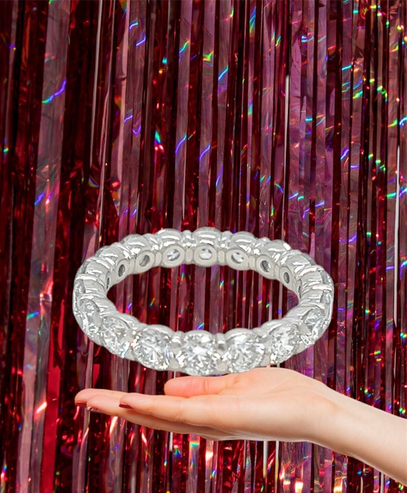 Platinum diamond eternity wedding band ring