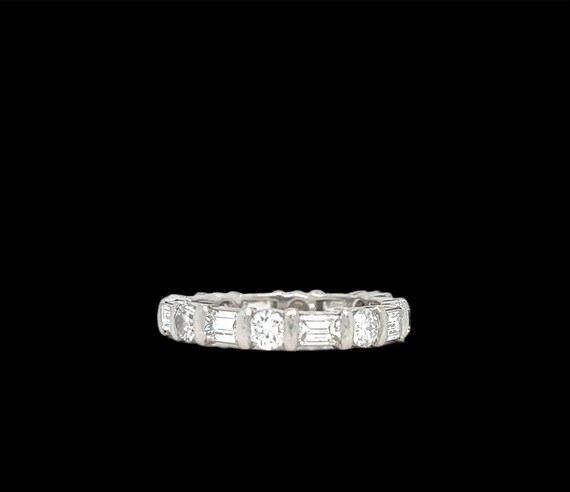 Platinum diamond baguette, and round eternity ban… - image 3