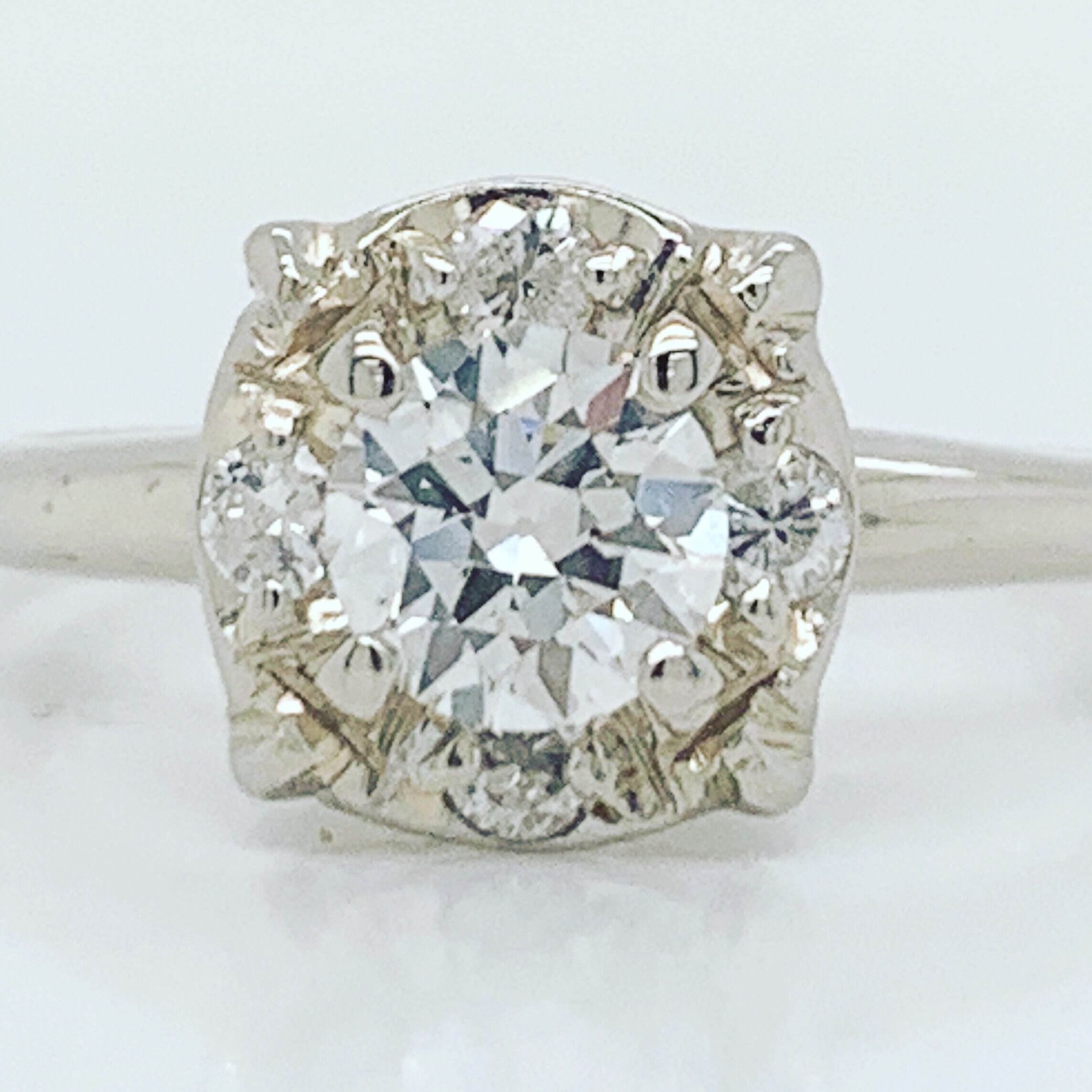 Antique Halo Style diamond engagement ringIllusion setting Etsy