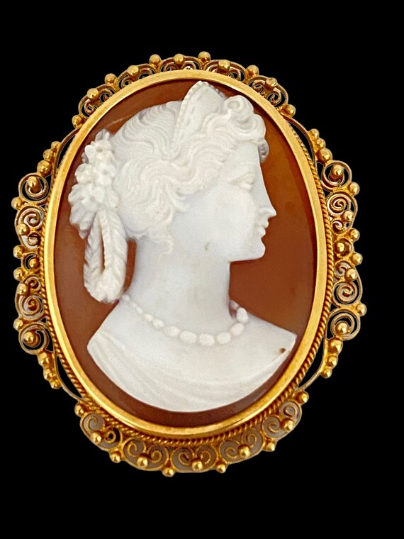 18K Antique Art Deco Cameo from Italy - image 2