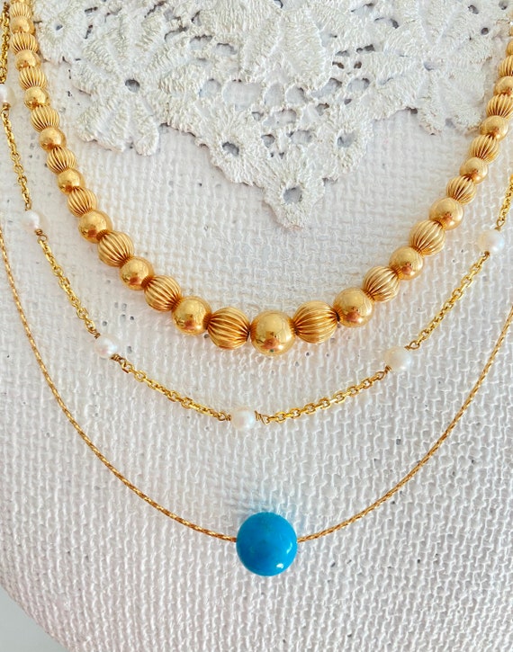 Vintage 14k & pearl chain necklace