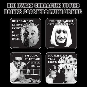 RED DWARF「生の裏地」コースター - ホットドリンク / バーマット - お好みでお選びください / ハードボード / 光沢仕上げ - オリジナルの非公式 TV テーマデザイン