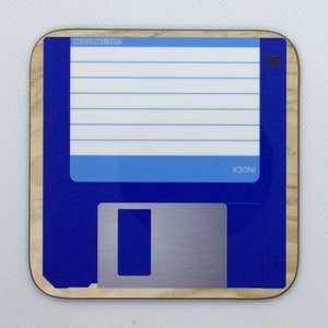 DISCO FLOPPY - Porta-copos "cru" - Bebidas quentes / Tapete de bar - Escolha / Cartão duro / Acabamento brilhante - Design original com tema de tecnologia retrô e novidade