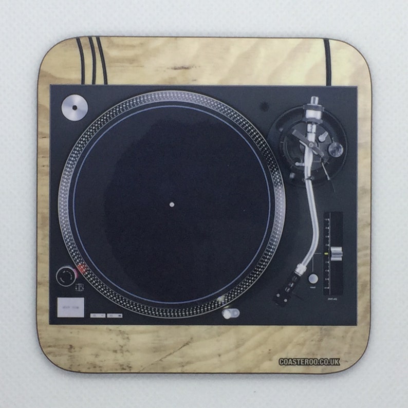 MUSIC Drinks Coaster DJ Turntable Hardboard / Gloss Finish Original novelty and fun tech themed design image 1