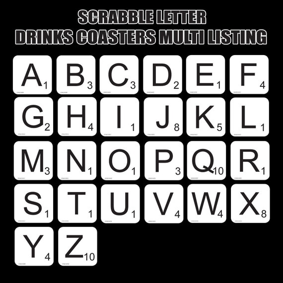 SCRABBLE LETTER "cork back" Coasters - Hot Drinks / Bar Mat - Choose yours / Hardboard / Gloss Finish - Original fun novelty designs