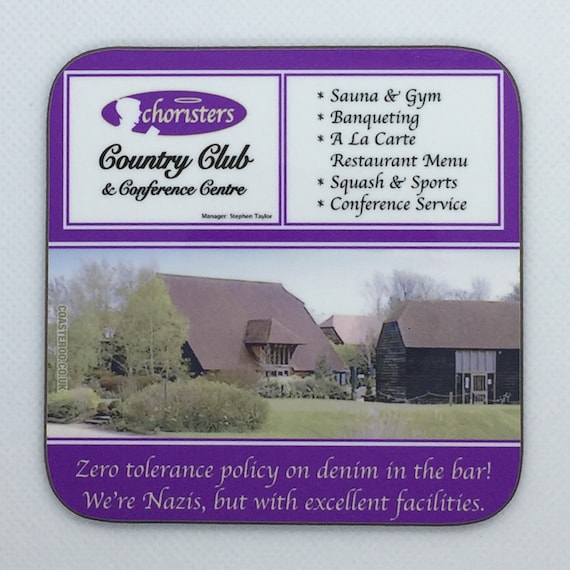 ALAN PARTRIDGE - Drinks Coaster "Choristers Country Club" - Hardboard / Gloss Finish - Original unofficial TV themed design