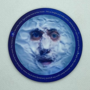 MIGHTY BOOSH - Drinks Coaster "The Moon with song lyrics" - Hardboard / Gloss Finish - Original unofficial TV themed design