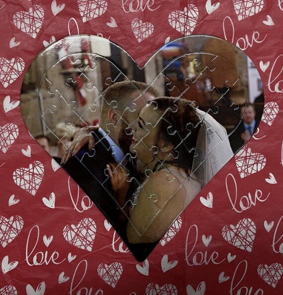 Jigsaw HEART / CARDBOARD - Custom Photo / Personalised - Glossy Finish