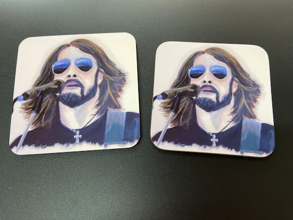 DAVE GROHL - Drinks Coaster "Portrait by Kev Guyler" - Hardboard / Gloss Finish - Original unofficial music themed design