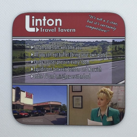 ALAN PARTRIDGE - Drinks Coaster "Linton Travel Tavern" - Hardboard / Gloss Finish - Original unofficial TV themed design