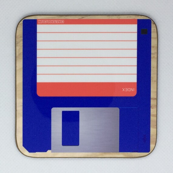 FLOPPY DISC - "cork back" Coasters - Hot Drinks / Bar Mat  - Choose / Hardboard / Gloss Finish - Original novelty retro tech themed design