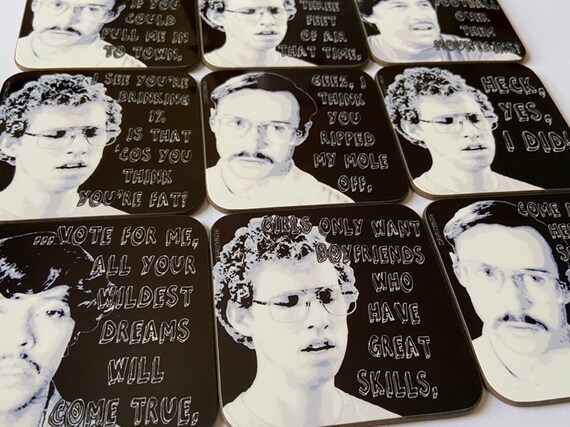 NAPOLEON DYNAMITE "cork back" Coasters - Hot Drinks / Bar Mat - Choose / Hardboard / Gloss Finish - Original unofficial movie themed designs