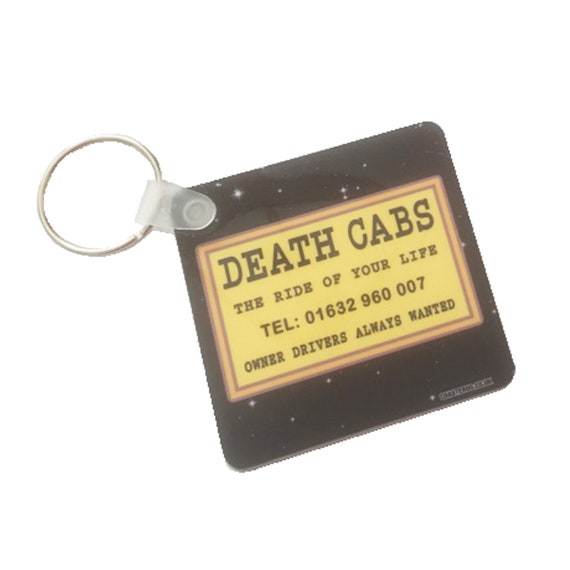 MIGHTY BOOSH - Key Fob - "Death Cabs Taxi Service" - Plastic / Double Sided / Gloss Finish - Original unofficial TV themed design