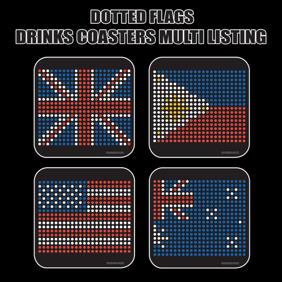 NATIONAL FLAG Coasters (custom options available) - Hot Drinks / Bar Mat  - Choose yours / Hardboard / Gloss Finish - Original fun designs