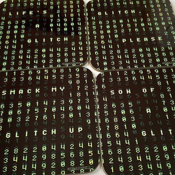 GAMING GLITCH "raw back" Coasters - Hot Drinks / Bar Mat - Choose yours / Hardboard / Gloss Finish - Novelty fun designs
