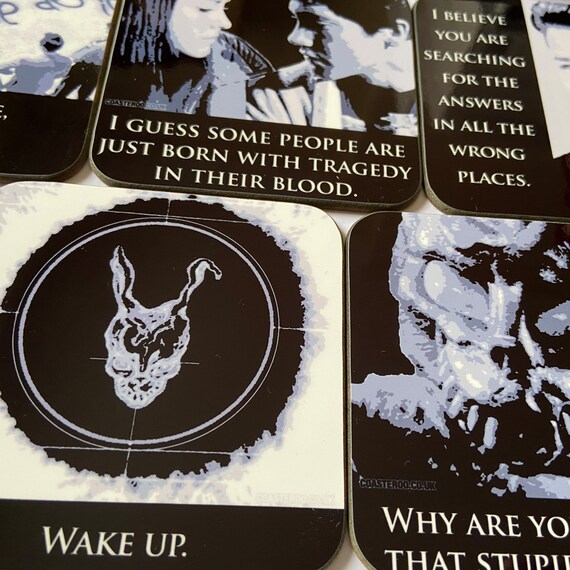 DONNIE DARKO "cork back" Coasters - Hot Drinks / Bar Mat - Choose / Hardboard / Gloss Finish - Original unofficial movie themed designs